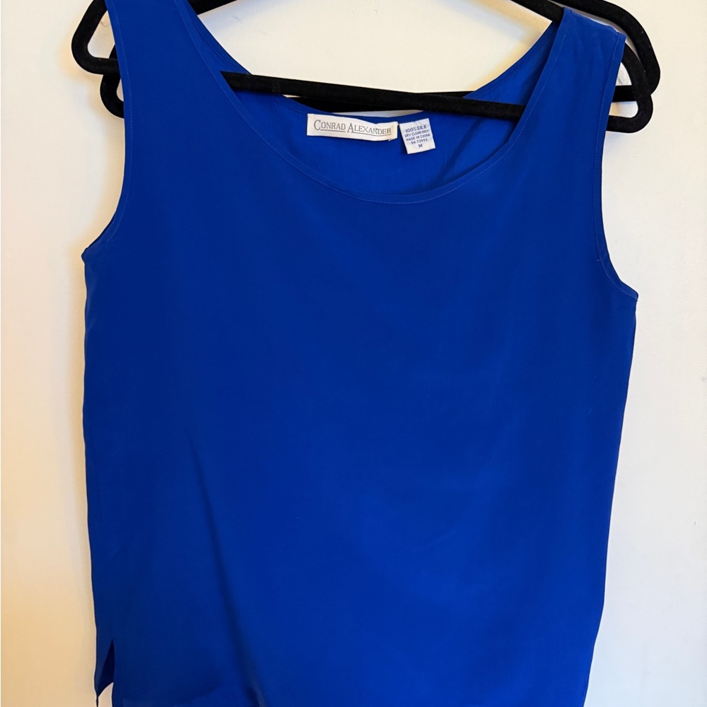 Conrad Alexander 100% Silk Capri Blue Sleeveless Blouse – Size M